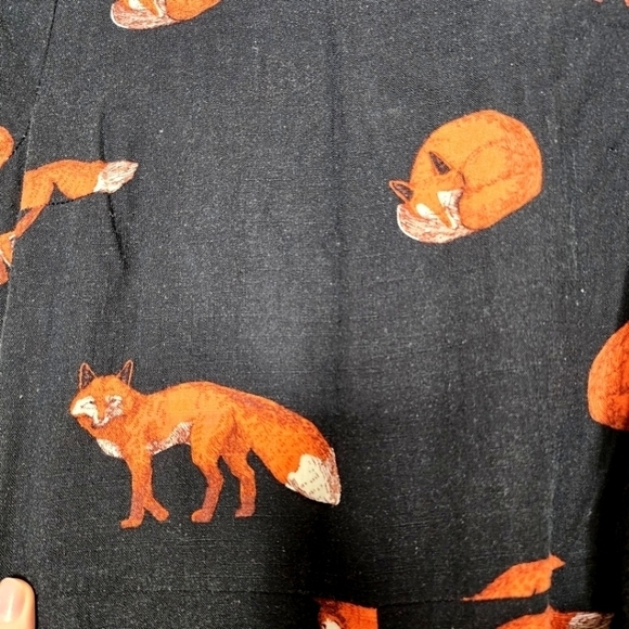 ModCloth Black Fox Print Tie-Waist Jumpsuit XS - Picture 5 of 5